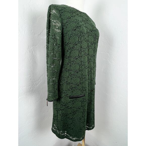JUICY COUTURE Cire Juniper Green Lace & Leather Dress (Womens: Med) - Picture 5 of 12